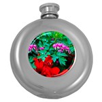 Bleeding Heart Flowers Round Hip Flask (5 oz) Front