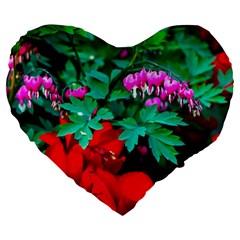 Bleeding Heart Flowers Large 19  Premium Heart Shape Cushions by FunnyCow