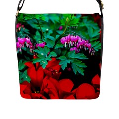 Bleeding Heart Flowers Flap Messenger Bag (l)  by FunnyCow