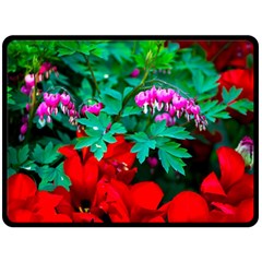 Bleeding Heart Flowers Double Sided Fleece Blanket (large)  by FunnyCow