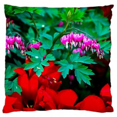 Bleeding Heart Flowers Large Flano Cushion Case (two Sides) by FunnyCow