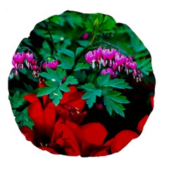 Bleeding Heart Flowers Large 18  Premium Flano Round Cushions by FunnyCow