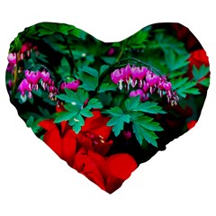 Bleeding Heart Flowers Large 19  Premium Flano Heart Shape Cushions by FunnyCow