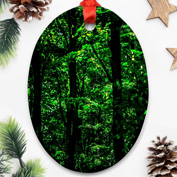 Emerald Forest Oval Ornament (Two Sides)