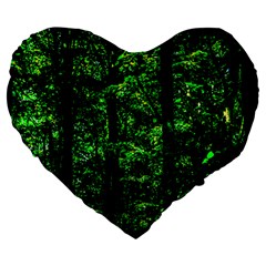 Emerald Forest Large 19  Premium Flano Heart Shape Cushions by FunnyCow