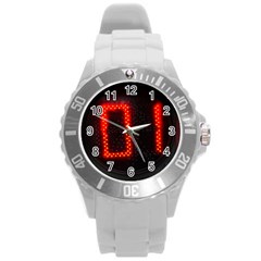 The Time Is Now Round Plastic Sport Watch (l) by FunnyCow