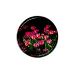 Pink Tulips Dark Background Hat Clip Ball Marker Front