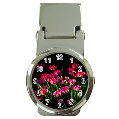 Pink Tulips Dark Background Money Clip Watches by FunnyCow