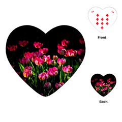 Pink Tulips Dark Background Playing Cards (heart)  by FunnyCow