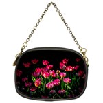 Pink Tulips Dark Background Chain Purses (Two Sides)  Front