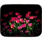 Pink Tulips Dark Background Fleece Blanket (Mini) 35 x27  Blanket