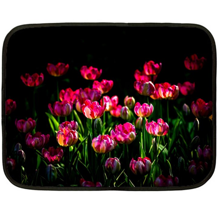 Pink Tulips Dark Background Fleece Blanket (Mini)