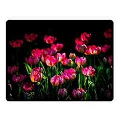 Pink Tulips Dark Background Fleece Blanket (small)