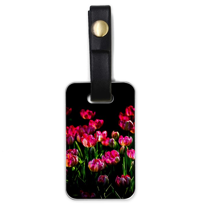 Pink Tulips Dark Background Luggage Tags (One Side) 