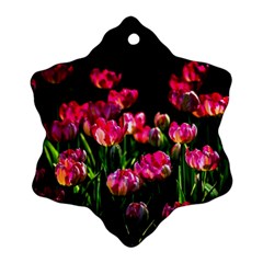 Pink Tulips Dark Background Ornament (snowflake) by FunnyCow