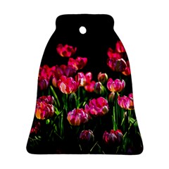 Pink Tulips Dark Background Bell Ornament (two Sides) by FunnyCow