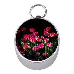 Pink Tulips Dark Background Mini Silver Compasses by FunnyCow