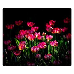 Pink Tulips Dark Background Double Sided Flano Blanket (small)  by FunnyCow