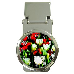 White And Red Sunlit Tulips Money Clip Watches by FunnyCow