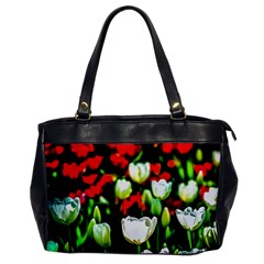 White And Red Sunlit Tulips Office Handbags by FunnyCow