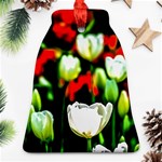 White And Red Sunlit Tulips Ornament (Bell) Front