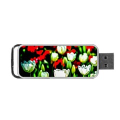 White And Red Sunlit Tulips Portable Usb Flash (one Side) by FunnyCow