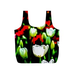 White And Red Sunlit Tulips Full Print Recycle Bags (s)  by FunnyCow