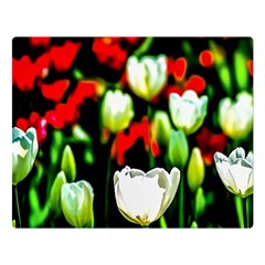 White And Red Sunlit Tulips Double Sided Flano Blanket (large)  by FunnyCow