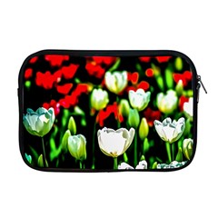 White And Red Sunlit Tulips Apple Macbook Pro 17  Zipper Case by FunnyCow