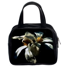 Two White Magnolia Flowers Classic Handbags (2 Sides) by FunnyCow