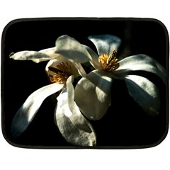 Two White Magnolia Flowers Fleece Blanket (mini) by FunnyCow