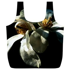 Two White Magnolia Flowers Full Print Recycle Bags (l)  by FunnyCow