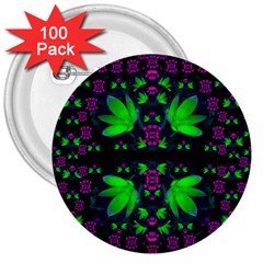 Fantasy Flowers In Moonlight Serenades 3  Buttons (100 Pack)  by pepitasart