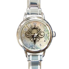 Awesome Creepy Skull With  Wings Round Italian Charm Watch by FantasyWorld7