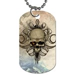 Awesome Creepy Skull With  Wings Dog Tag (One Side) Front