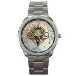 Awesome Creepy Skull With  Wings Sport Metal Watch Front