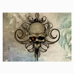 Awesome Creepy Skull With  Wings Large Glasses Cloth (2-side) by FantasyWorld7