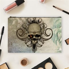 Awesome Creepy Skull With  Wings Cosmetic Bag (large) by FantasyWorld7