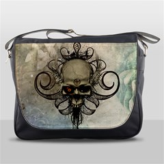 Awesome Creepy Skull With  Wings Messenger Bags by FantasyWorld7