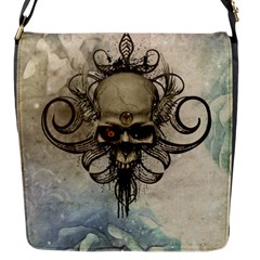 Awesome Creepy Skull With  Wings Flap Messenger Bag (s) by FantasyWorld7