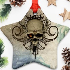 Awesome Creepy Skull With  Wings Ornament (star) by FantasyWorld7