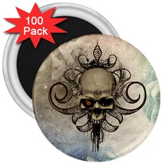 Awesome Creepy Skull With  Wings 3  Magnets (100 Pack) by FantasyWorld7