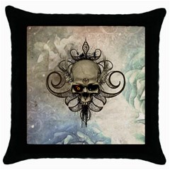 Awesome Creepy Skull With  Wings Throw Pillow Case (black) by FantasyWorld7