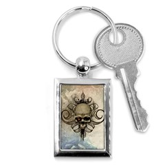 Awesome Creepy Skull With  Wings Key Chains (rectangle)  by FantasyWorld7