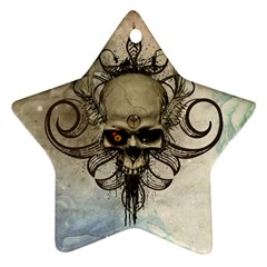 Awesome Creepy Skull With  Wings Star Ornament (two Sides) by FantasyWorld7