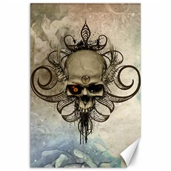 Awesome Creepy Skull With  Wings Canvas 24  X 36  by FantasyWorld7