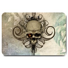 Awesome Creepy Skull With  Wings Large Doormat  by FantasyWorld7