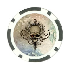 Awesome Creepy Skull With  Wings Poker Chip Card Guard by FantasyWorld7