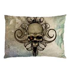 Awesome Creepy Skull With  Wings Pillow Case by FantasyWorld7