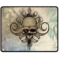 Awesome Creepy Skull With  Wings Fleece Blanket (medium)  by FantasyWorld7